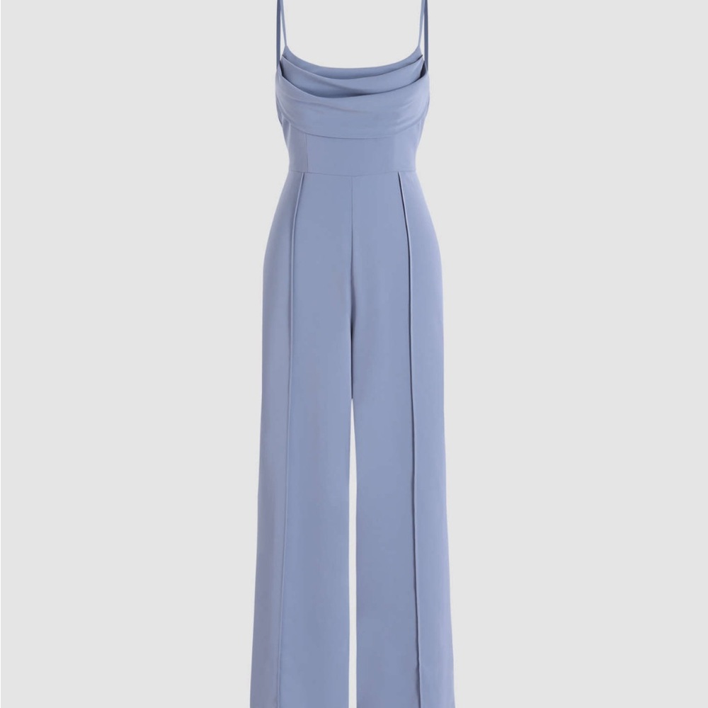 Cider Blue Jumpsuit with Wide-Leg Elegance